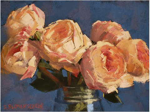 Still life of roses in pastel by Sarah Blumenschein