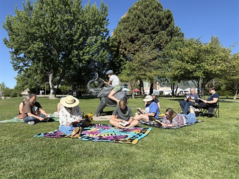 Group of readers in Ashley Pond